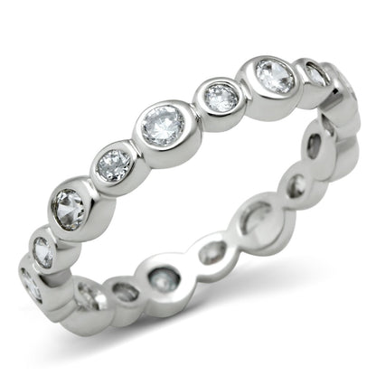 MA3W121 - Rhodium Brass Ring with AAA Grade CZ  in Clear