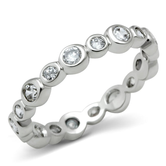 MA3W121 - Rhodium Brass Ring with AAA Grade CZ  in Clear