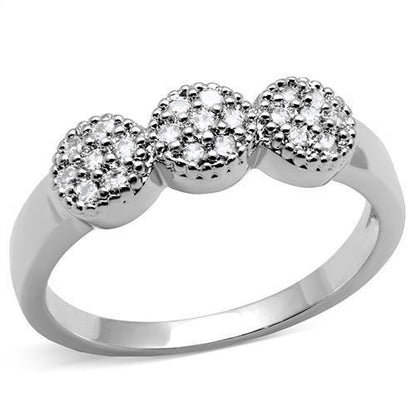 MA3W1220 - Rhodium Brass Ring with AAA Grade CZ  in Clear