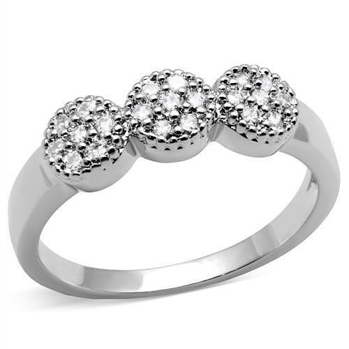 MA3W1220 - Rhodium Brass Ring with AAA Grade CZ  in Clear