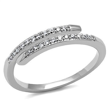 MA3W1222 - Rhodium Brass Ring with AAA Grade CZ  in Clear