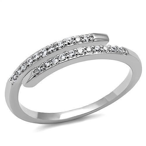 MA3W1222 - Rhodium Brass Ring with AAA Grade CZ  in Clear
