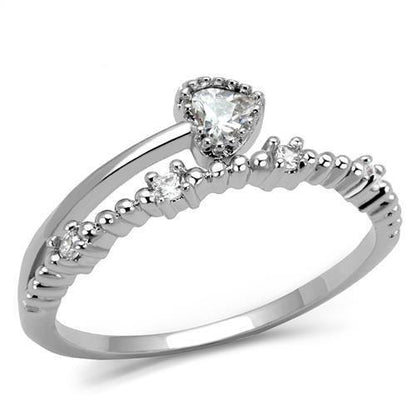 MA3W1223 - Rhodium Brass Ring with AAA Grade CZ  in Clear