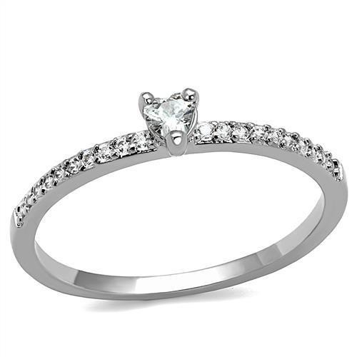 MA3W1224 - Rhodium Brass Ring with AAA Grade CZ  in Clear