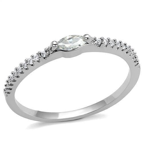 MA3W1225 - Rhodium Brass Ring with AAA Grade CZ  in Clear