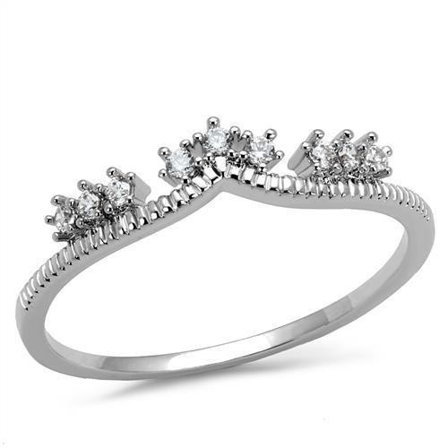 MA3W1226 - Rhodium Brass Ring with AAA Grade CZ  in Clear