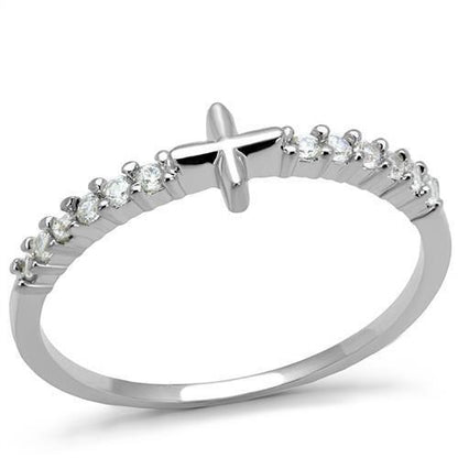 MA3W1227 - Rhodium Brass Ring with AAA Grade CZ  in Clear