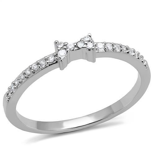 MA3W1228 - Rhodium Brass Ring with AAA Grade CZ  in Clear
