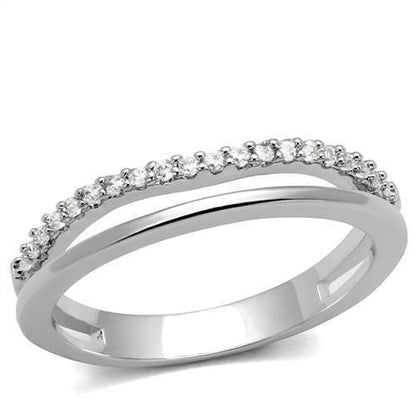 MA3W1229 - Rhodium Brass Ring with AAA Grade CZ  in Clear