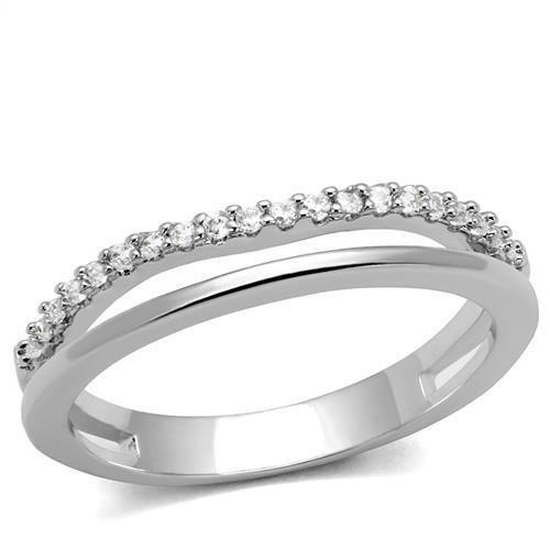 MA3W1229 - Rhodium Brass Ring with AAA Grade CZ  in Clear