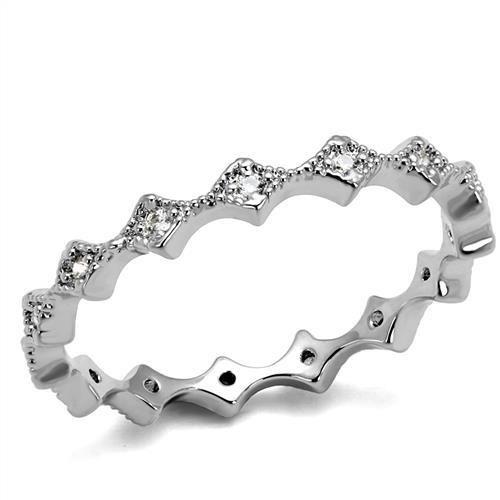 MA3W1231 - Rhodium Brass Ring with AAA Grade CZ  in Clear