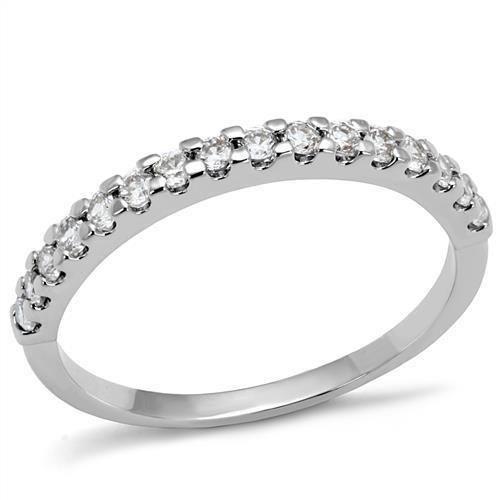 MA3W1232 - Rhodium Brass Ring with AAA Grade CZ  in Clear