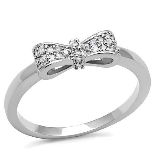 MA3W1235 - Rhodium Brass Ring with AAA Grade CZ  in Clear