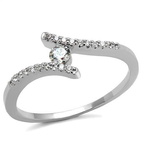 MA3W1237 - Rhodium Brass Ring with AAA Grade CZ  in Clear