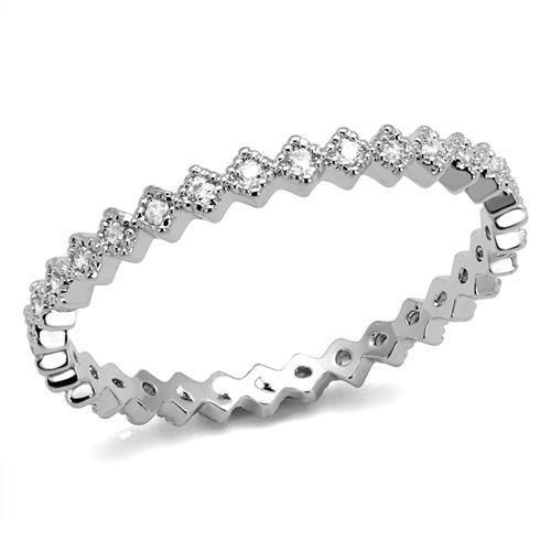 MA3W1238 - Rhodium Brass Ring with AAA Grade CZ  in Clear