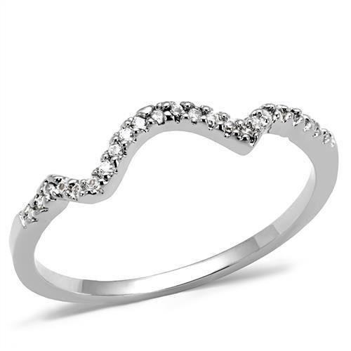 MA3W1239 - Rhodium Brass Ring with AAA Grade CZ  in Clear