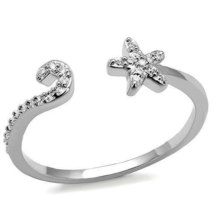 MA3W1240 - Rhodium Brass Ring with AAA Grade CZ  in Clear