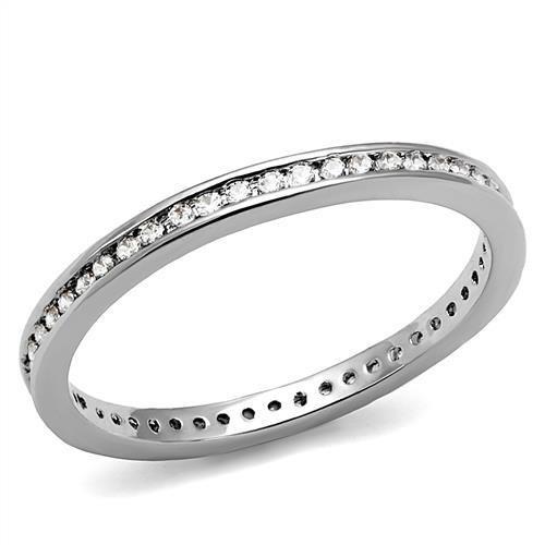 MA3W1241 - Rhodium Brass Ring with AAA Grade CZ  in Clear