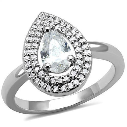 MA3W1242 - Rhodium Brass Ring with AAA Grade CZ  in Clear