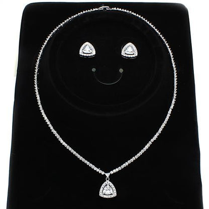 MA3W1244 - Rhodium Brass Jewelry Sets with AAA Grade CZ  in Clear