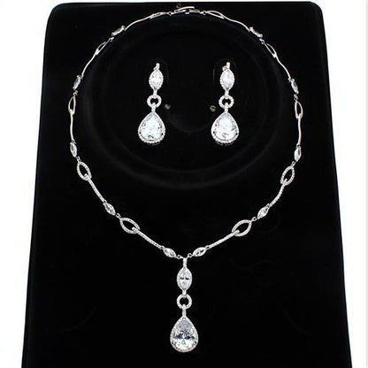 MA3W1247 - Rhodium Brass Jewelry Sets with AAA Grade CZ  in Clear