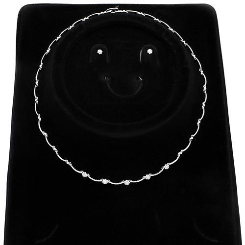 MA3W1249 - Rhodium Brass Jewelry Sets with AAA Grade CZ  in Clear