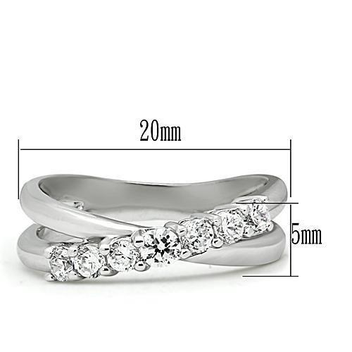MA3W124 - Rhodium Brass Ring with AAA Grade CZ  in Clear