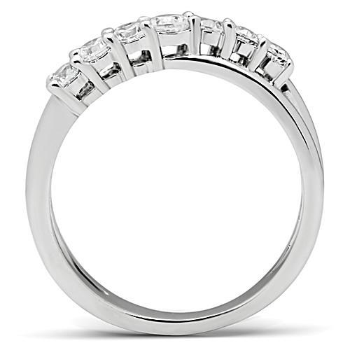 MA3W124 - Rhodium Brass Ring with AAA Grade CZ  in Clear