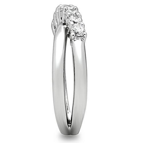 MA3W124 - Rhodium Brass Ring with AAA Grade CZ  in Clear