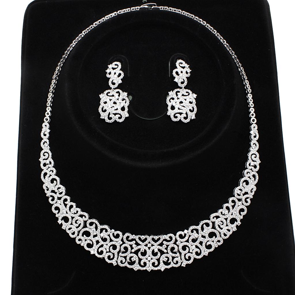MA3W1252 - Rhodium Brass Jewelry Sets with AAA Grade CZ  in Clear