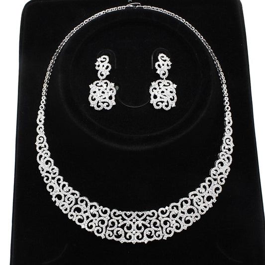 MA3W1252 - Rhodium Brass Jewelry Sets with AAA Grade CZ  in Clear
