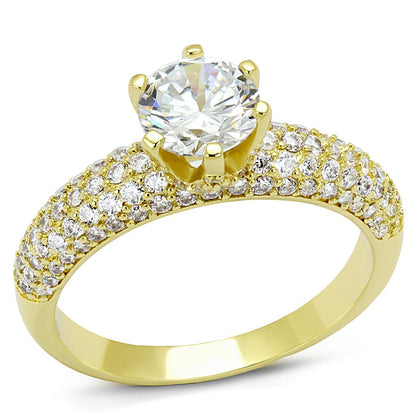 MA3W1255 - Gold Brass Ring with AAA Grade CZ  in Clear