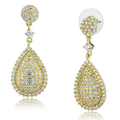 MA3W1259 - Gold Brass Earrings with AAA Grade CZ  in Clear