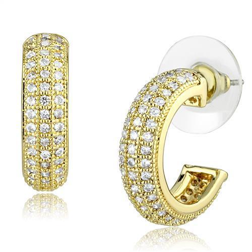 MA3W1261 - Gold Brass Earrings with AAA Grade CZ  in Clear
