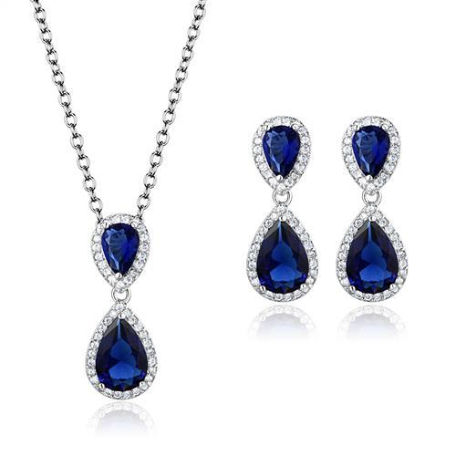 MA3W1264 - Rhodium Brass Jewelry Sets with Synthetic Synthetic Glass in Montana