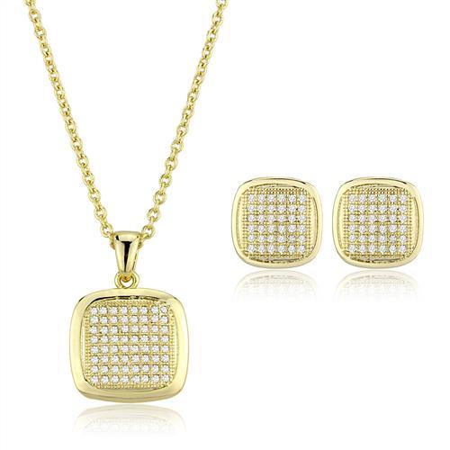 MA3W1269 - Gold Brass Jewelry Sets with AAA Grade CZ  in Clear