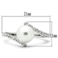 MA3W126 - Rhodium Brass Ring with Synthetic Pearl in White