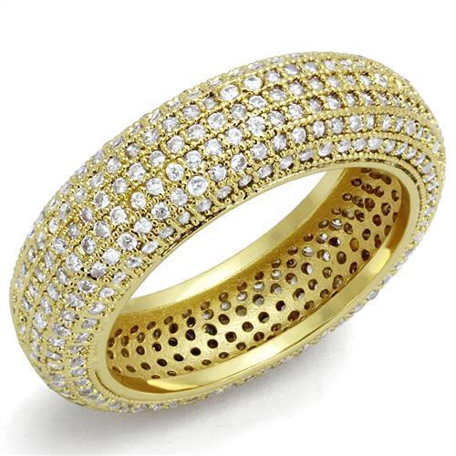 MA3W1272 - Gold Brass Ring with AAA Grade CZ  in Clear