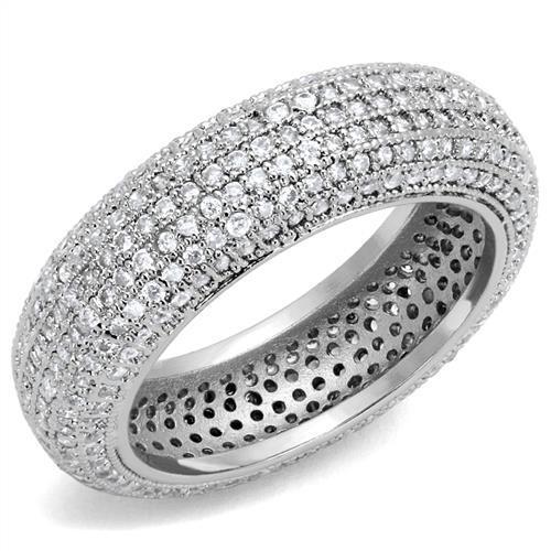MA3W1273 - Rhodium Brass Ring with AAA Grade CZ  in Clear