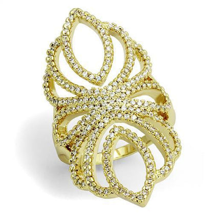 MA3W1274 - Gold Brass Ring with AAA Grade CZ  in Clear