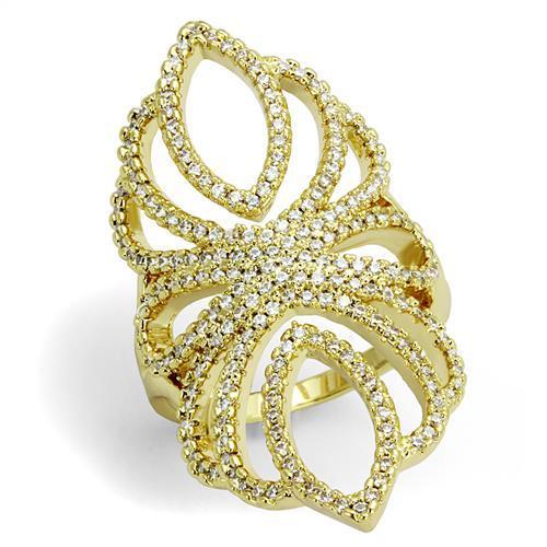 MA3W1274 - Gold Brass Ring with AAA Grade CZ  in Clear