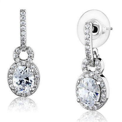 MA3W1276 - Rhodium Brass Earrings with AAA Grade CZ  in Clear