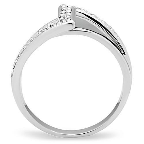 MA3W127 - Rhodium Brass Ring with AAA Grade CZ  in Clear