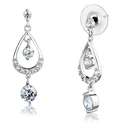 MA3W1286 - Rhodium Brass Earrings with AAA Grade CZ  in Clear