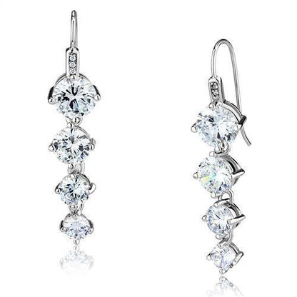 MA3W1287 - Rhodium Brass Earrings with AAA Grade CZ  in Clear