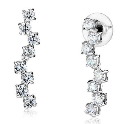 MA3W1289 - Rhodium Brass Earrings with AAA Grade CZ  in Clear
