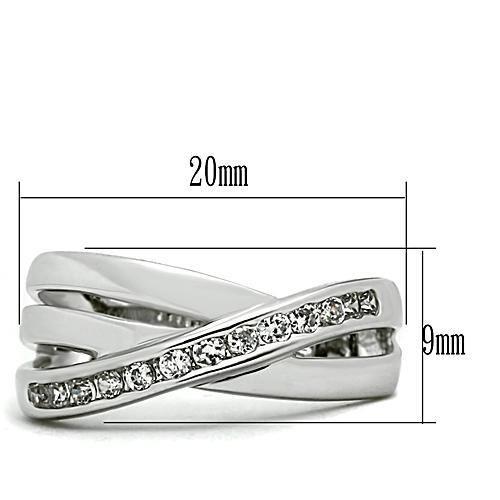 MA3W128 - Rhodium Brass Ring with AAA Grade CZ  in Clear