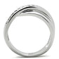 MA3W128 - Rhodium Brass Ring with AAA Grade CZ  in Clear