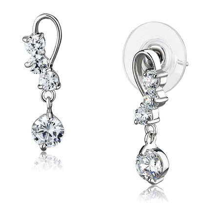 MA3W1293 - Rhodium Brass Earrings with AAA Grade CZ  in Clear