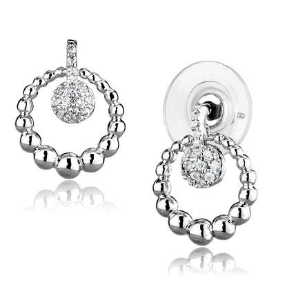 MA3W1296 - Rhodium Brass Earrings with AAA Grade CZ  in Clear
